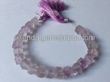 Pink Amethyst Hammered Cube Shape Beads